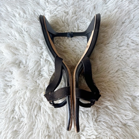 Gucci GG Monogram Canvas Suede Kitten Heels Sandals Size 7.5 Brown Beige - Picture 9 of 14